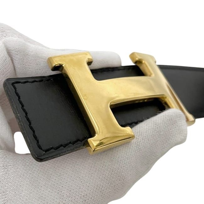 Hermes Belt Black Camel Brown Gold