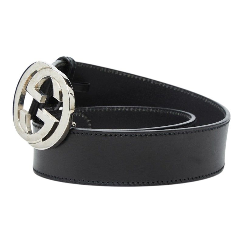 Gucci Interlocking Belt 32 Black Leather