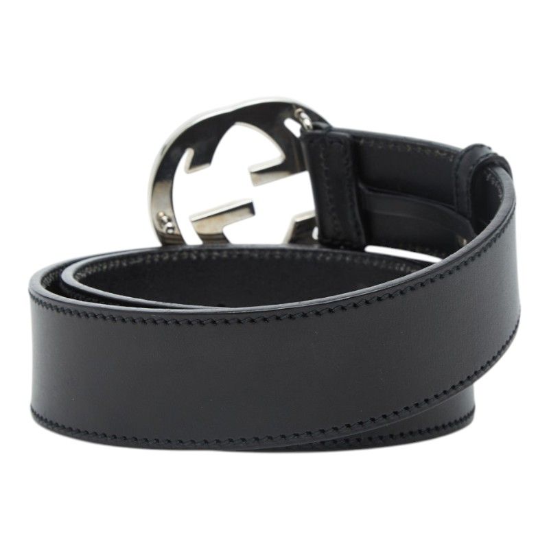 Gucci Interlocking Belt 32 Black Leather
