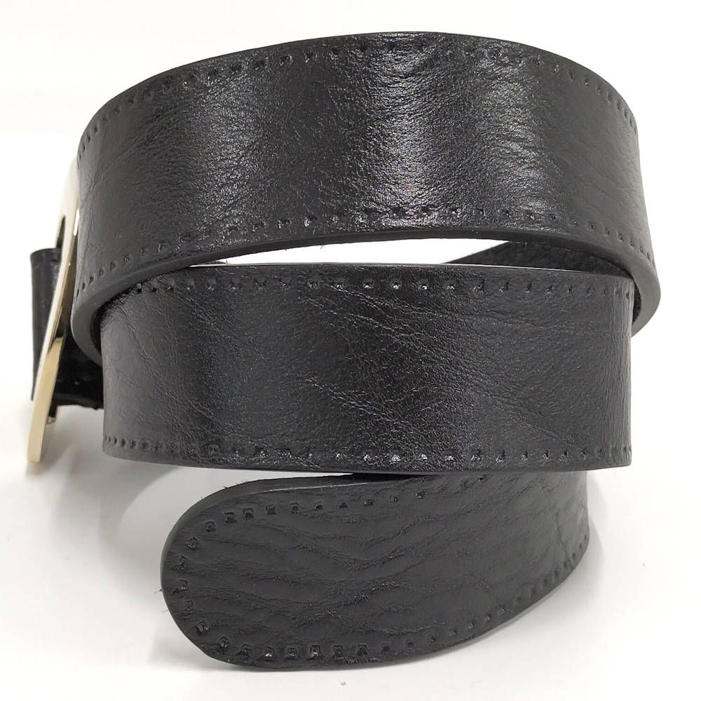 Gucci Holeless Belt Heart Buckle Leather Black