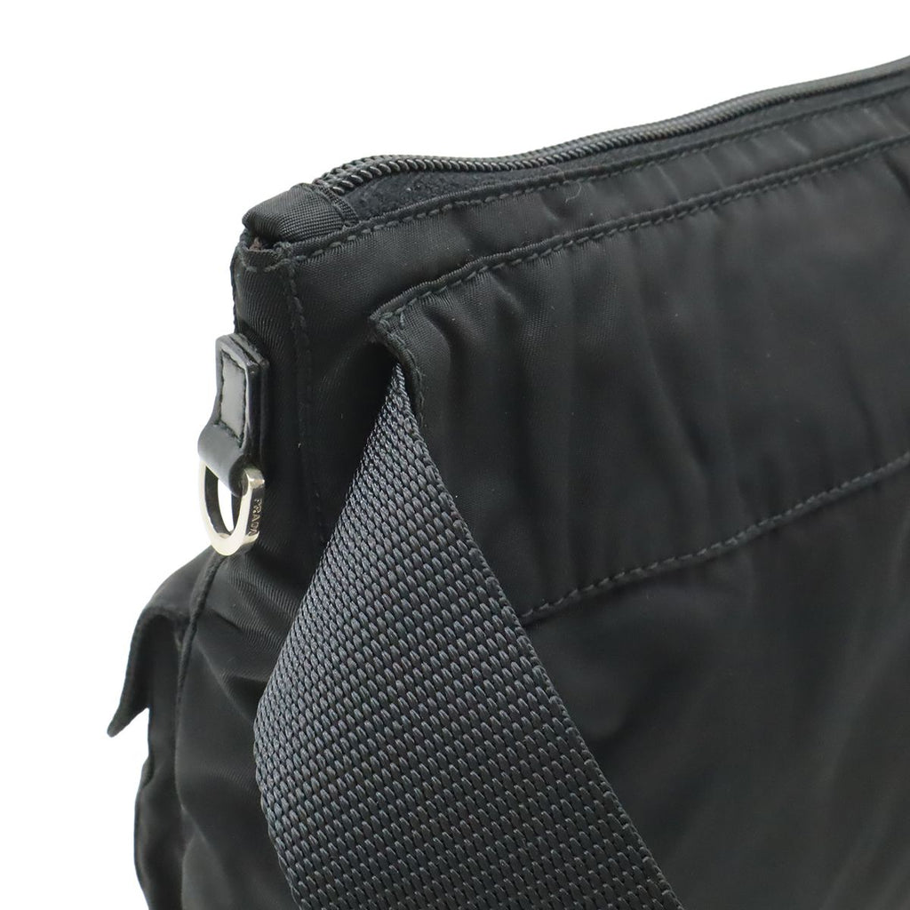 Prada Triangle Logo Belt Bag Waist Pouch Bag Nylon Leather Nero Black Silver