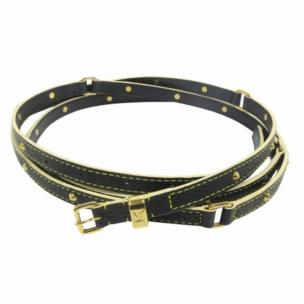 Louis Vuitton Suhali Ceinture Double Tour Leather Belt Studded Narrow-S Black
