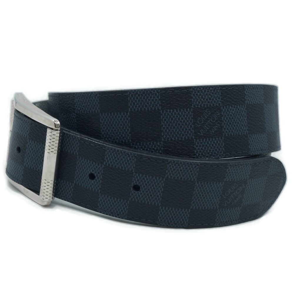 Louis Vuitton Ceinture Reverse Damier Belt All Over Pattern Leather Blue Black