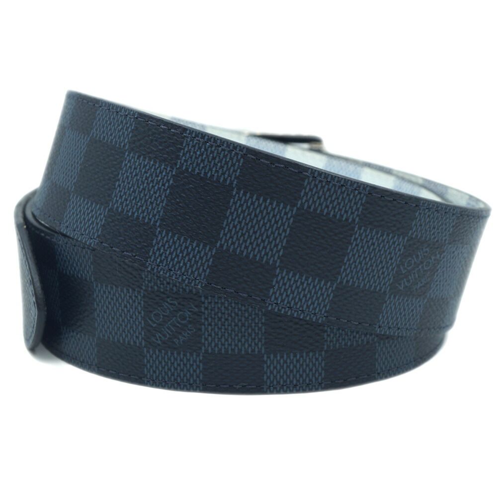 Louis Vuitton Ceinture Reverse Damier Belt All Over Pattern Leather Blue Black