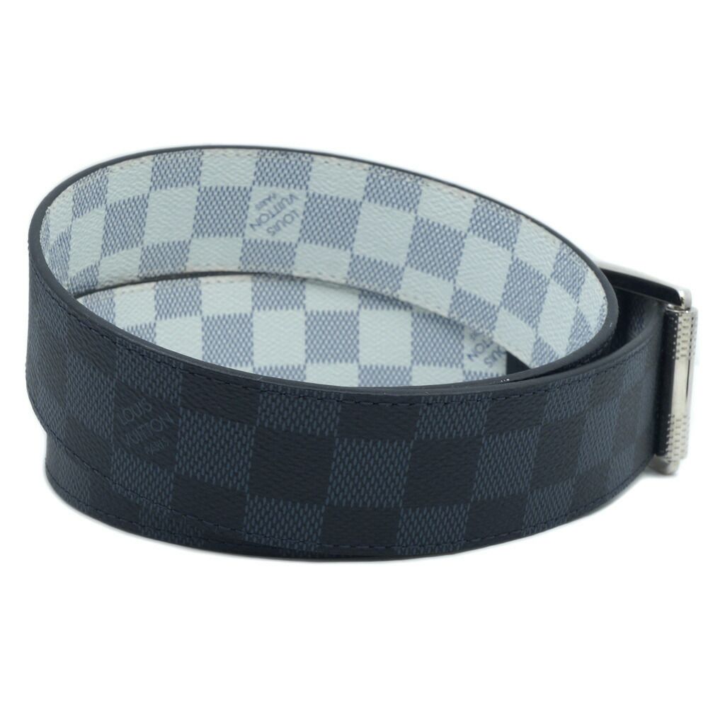 Louis Vuitton Ceinture Reverse Damier Belt All Over Pattern Leather Blue Black