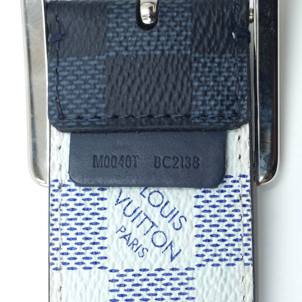 Louis Vuitton Ceinture Reverse Damier Belt All Over Pattern Leather Blue Black