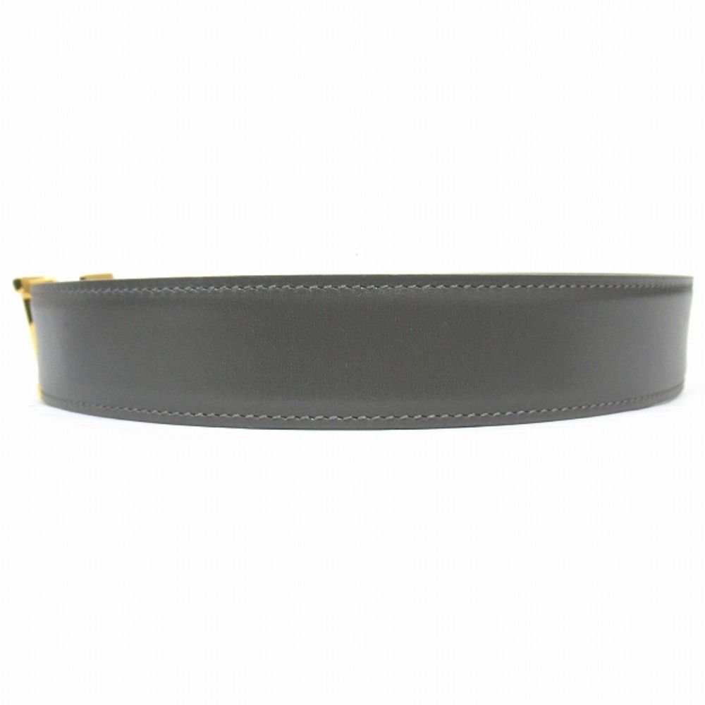 Hermes Buckle Reversible Belt Leather Constance Gold Vintage 70 Gray Black