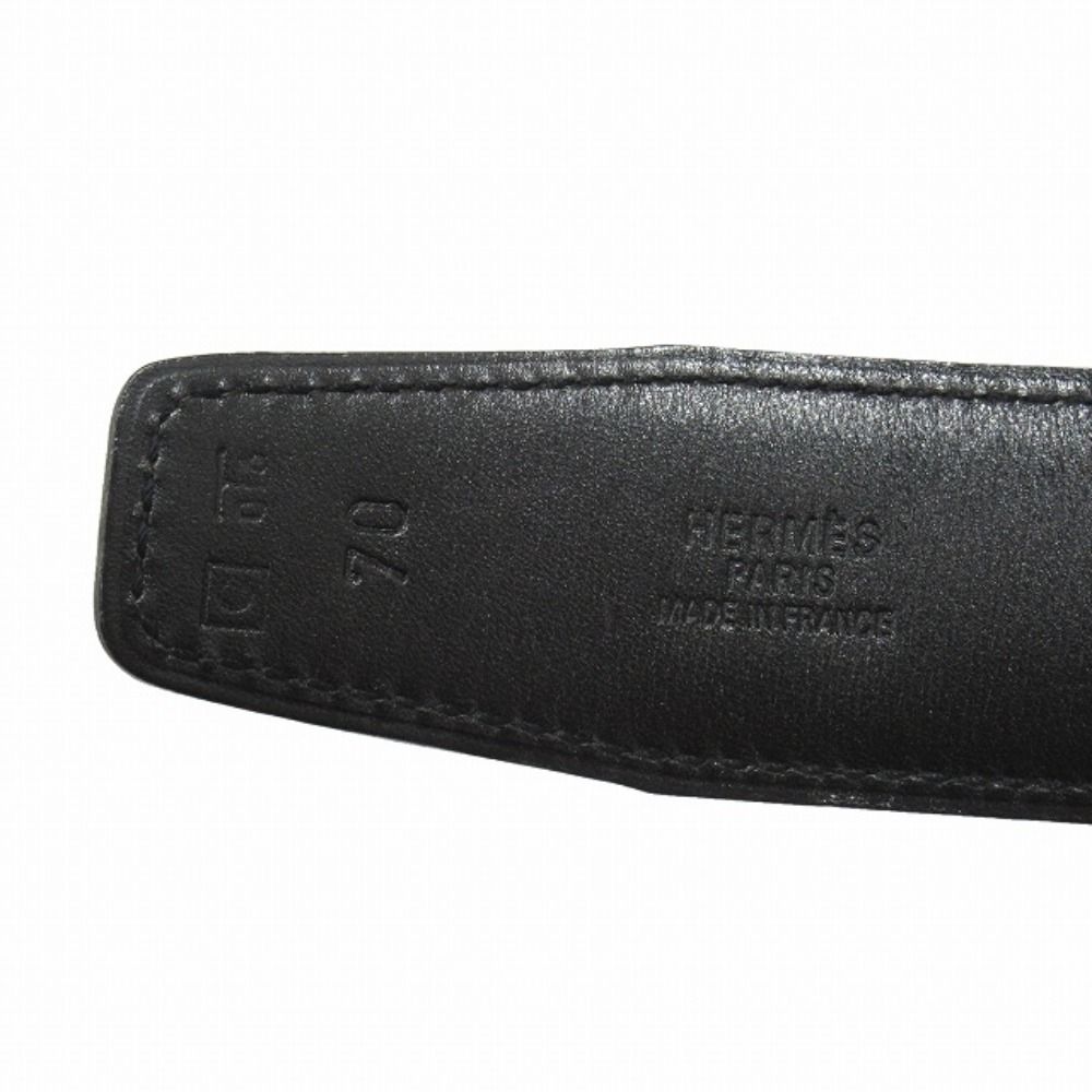 Hermes Buckle Reversible Belt Leather Constance Gold Vintage 70 Gray Black