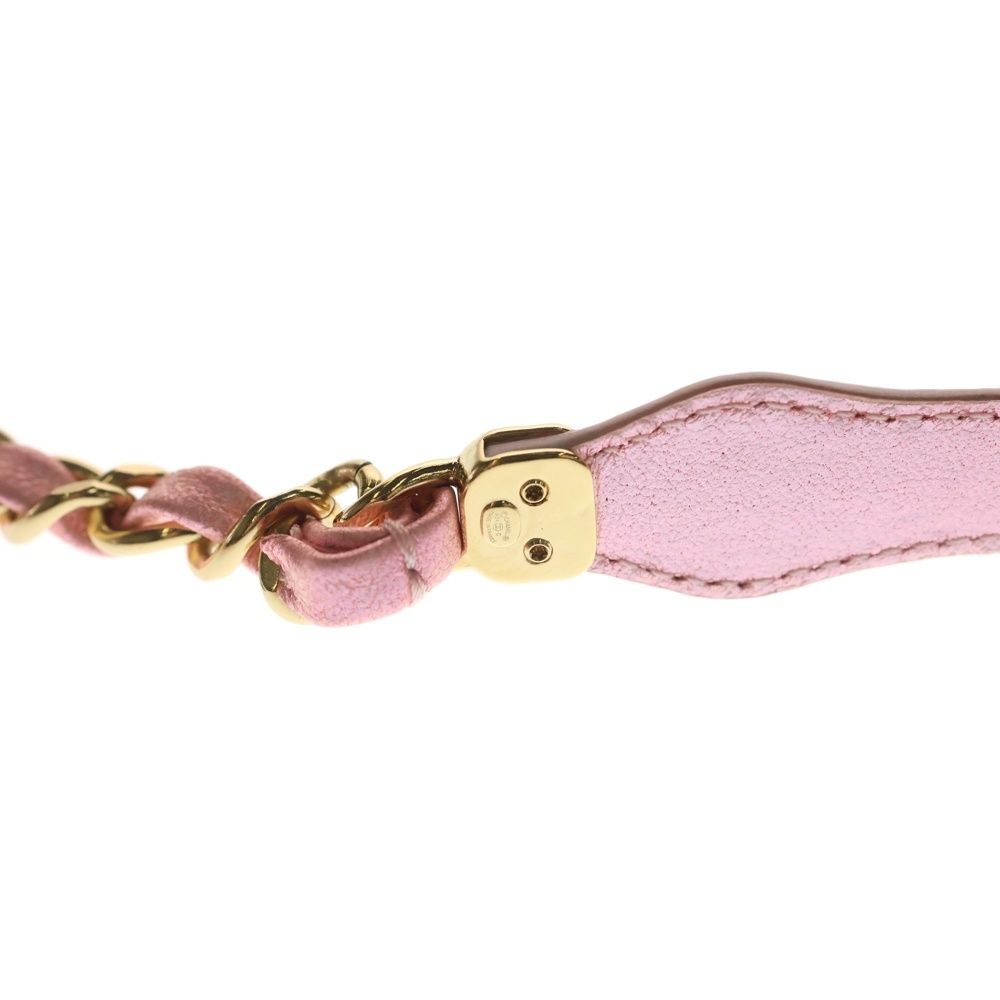 Chanel CC Logo Leather Chain Belt Pink Gold