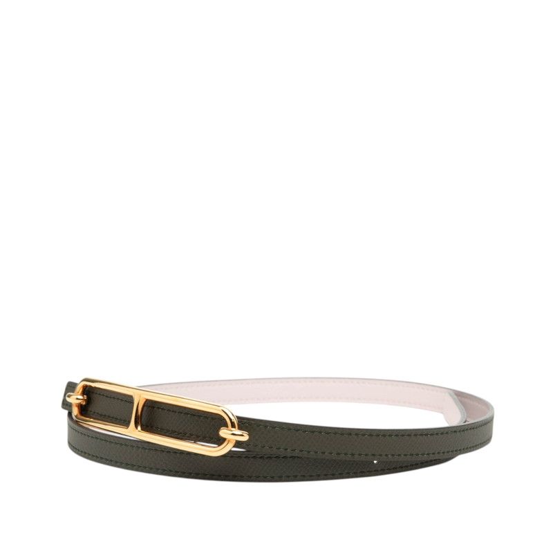 Hermes Luli 75 Reversible Belt 75 Pink Dark Green Leather
