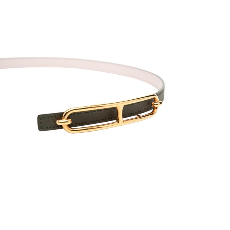 Hermes Luli 75 Reversible Belt 75 Pink Dark Green Leather