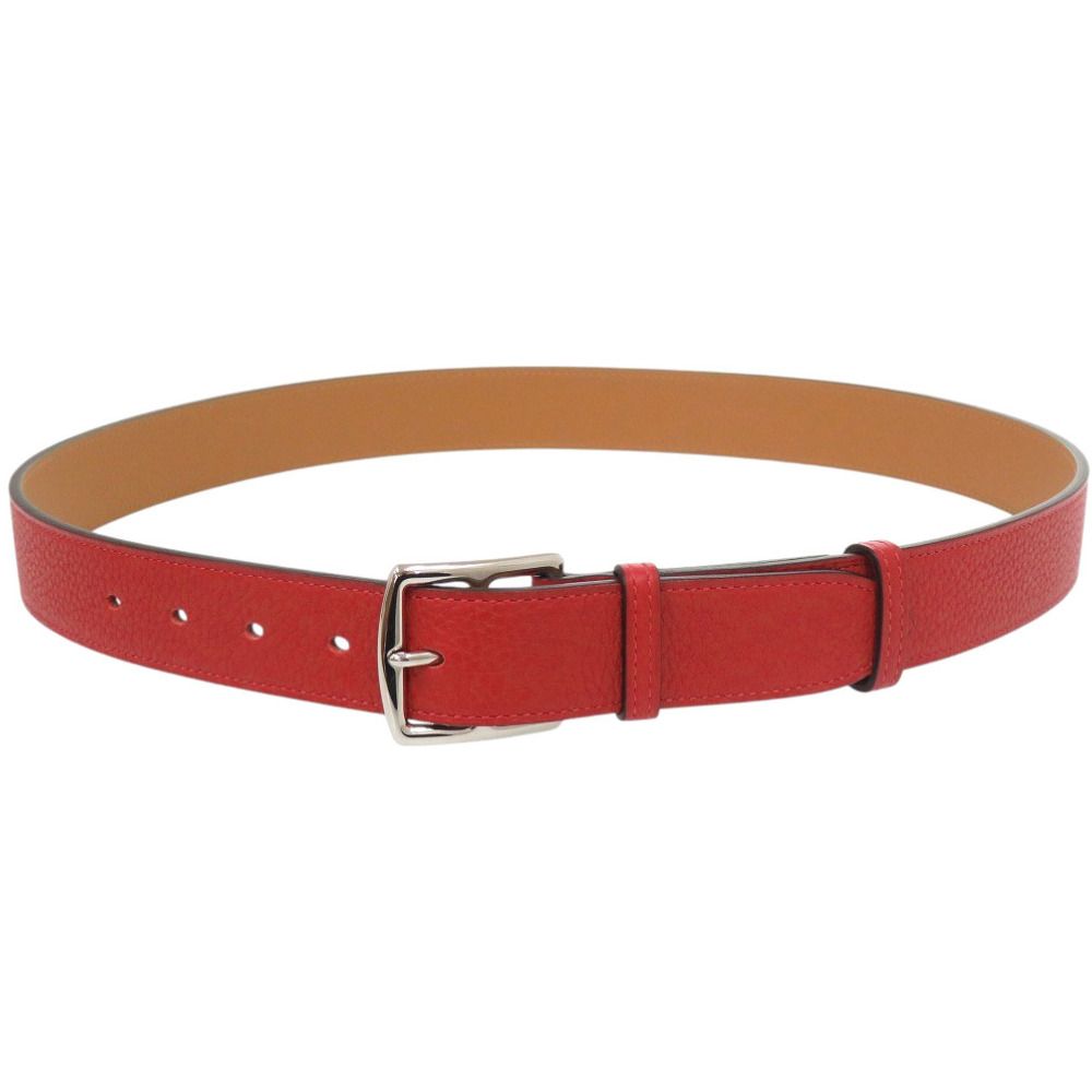 Hermes Etriviere Leather Red Silver Belt