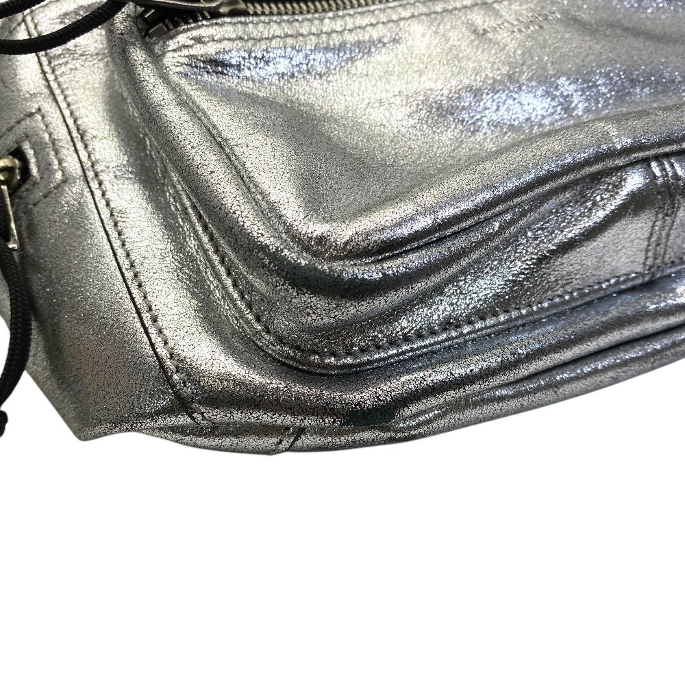 Saint Laurent Belt Bag Logo Leather Metallic Silver Paris Sophistication