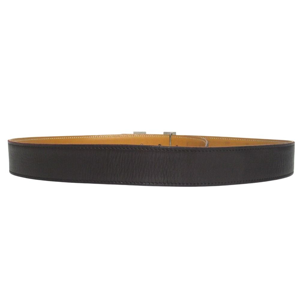 Hermes Constance Hmartelee Giboshi Reversible Belt 80 Brown Beige Silver