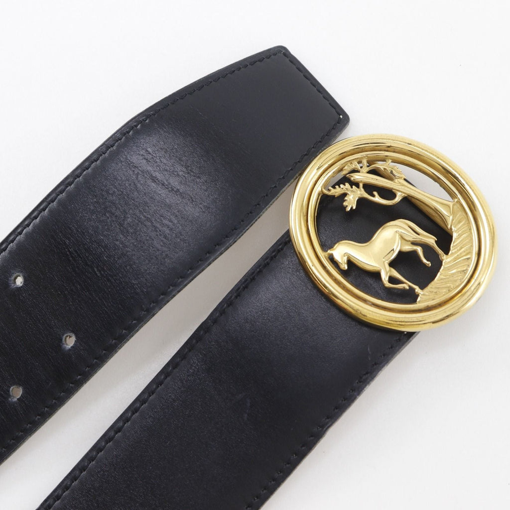 Hermes Hose Buckle Reversible Vintage Box Calf Gold Plated Black Brown Belt