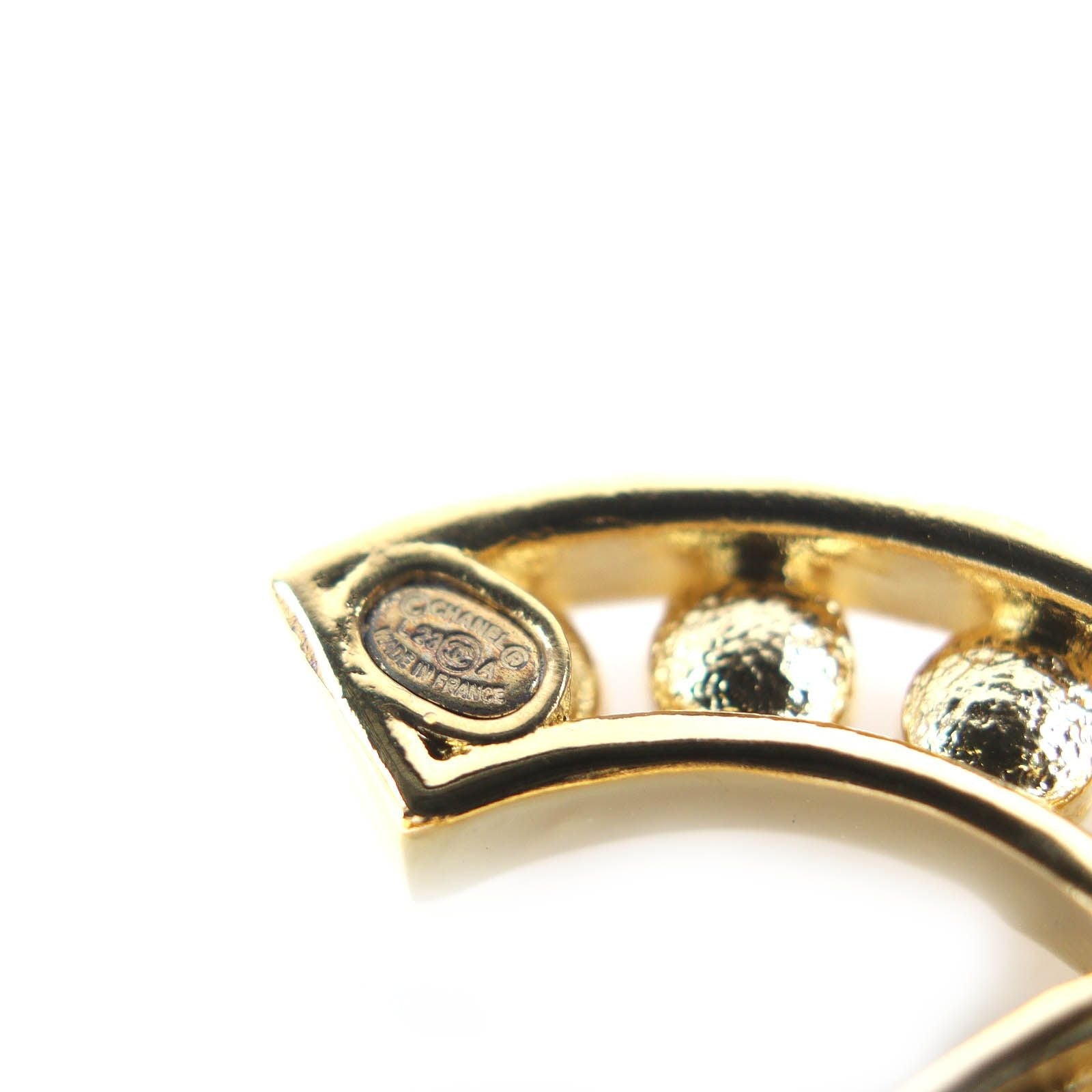 Chanel CC Logo Rhinestone Buckle Leather Rubber Belt Black Gold