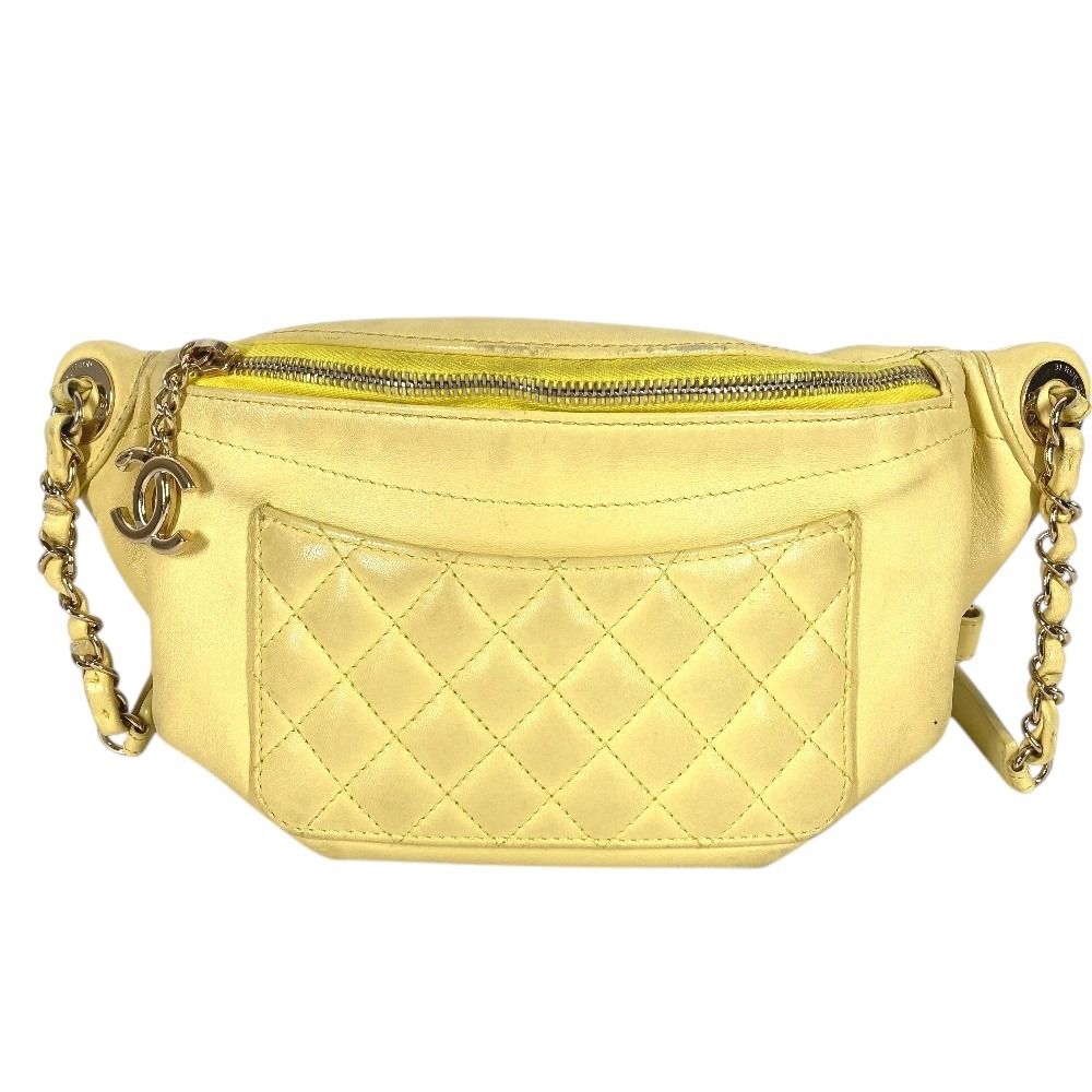 Chanel Belt Bag CC Logo Leather Yellow