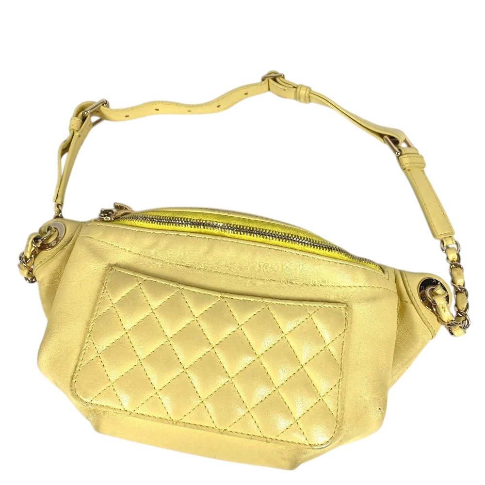 Chanel Belt Bag CC Logo Leather Yellow