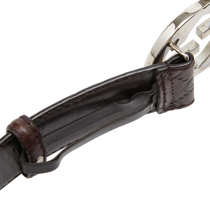 Gucci GG Pattern Interlocking Belt 90 36 Brown Leather