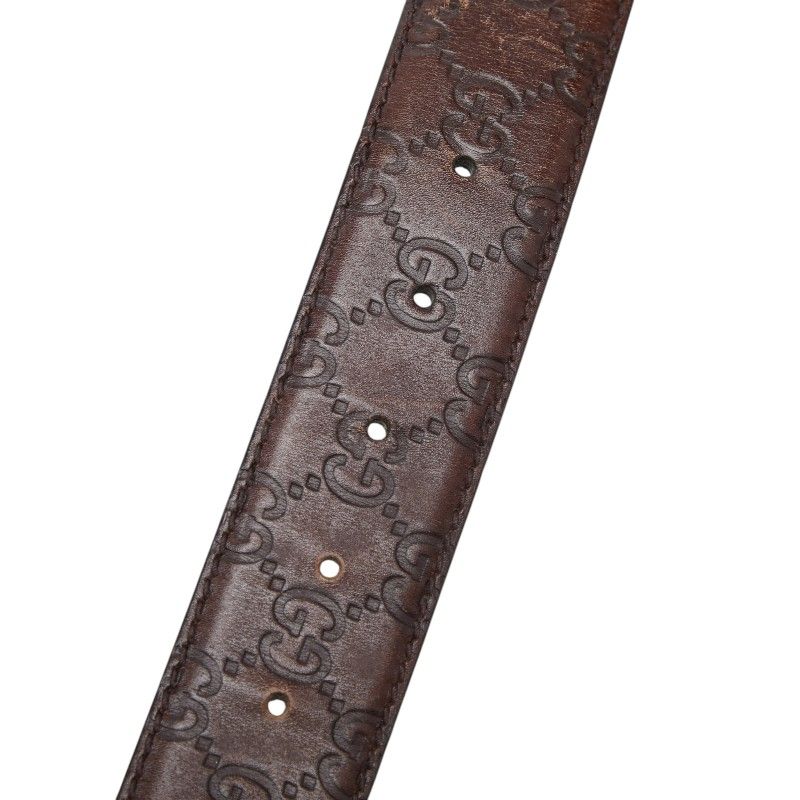 Gucci GG Pattern Interlocking Belt 90 36 Brown Leather