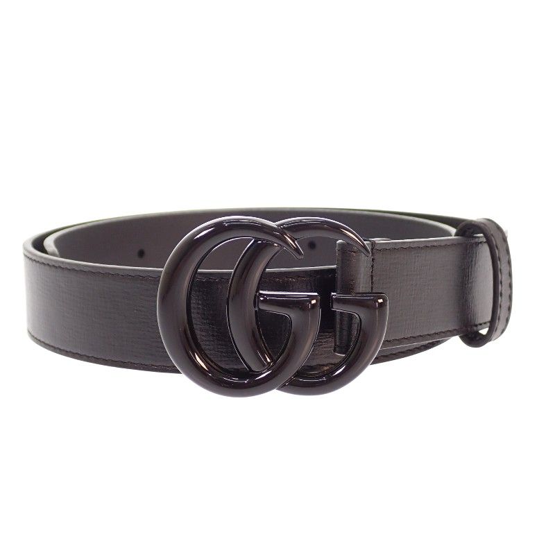 Gucci GG Marmont Slim Monochrome 75 Belt Leather Black