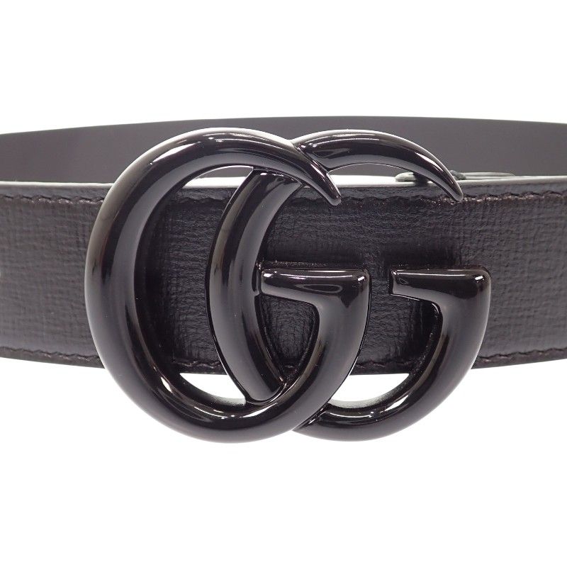 Gucci GG Marmont Slim Monochrome 75 Belt Leather Black