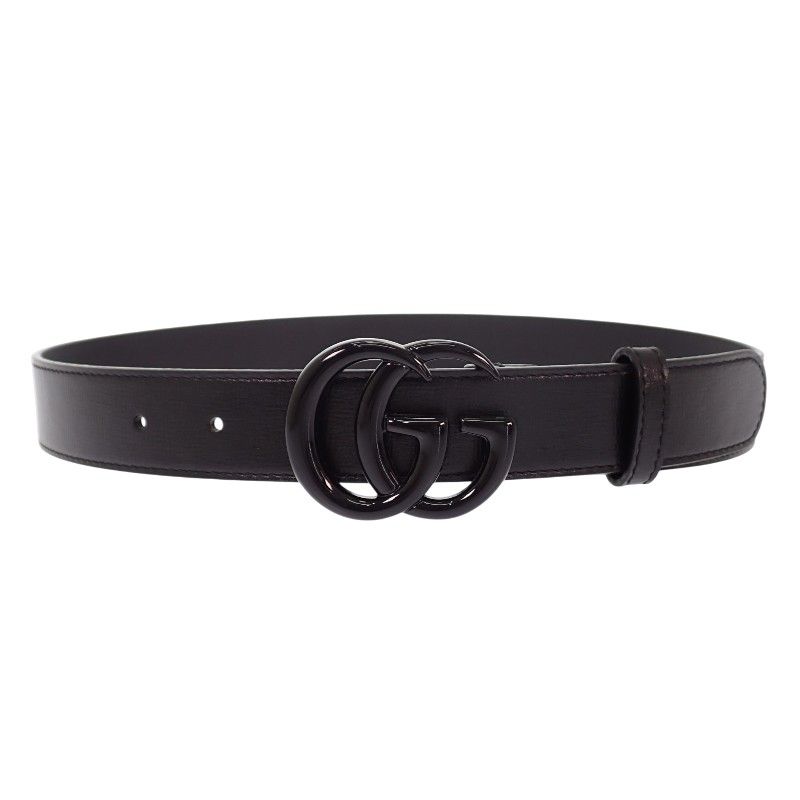 Gucci GG Marmont Slim Monochrome 75 Belt Leather Black