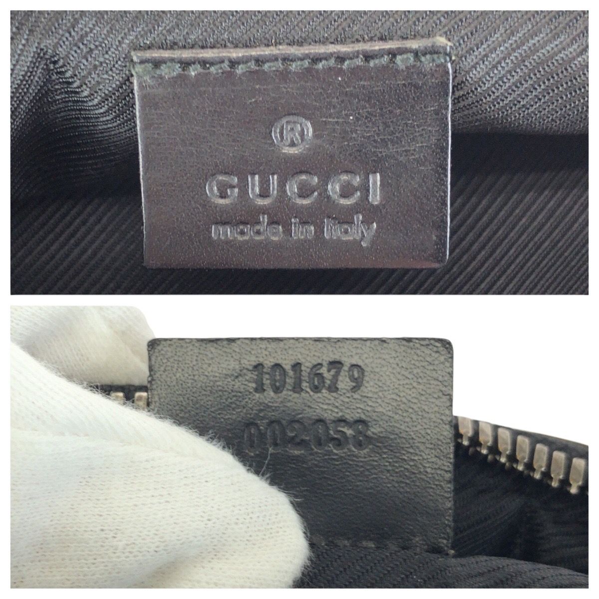Gucci Black Silver GG Canvas Leather Belt Bag