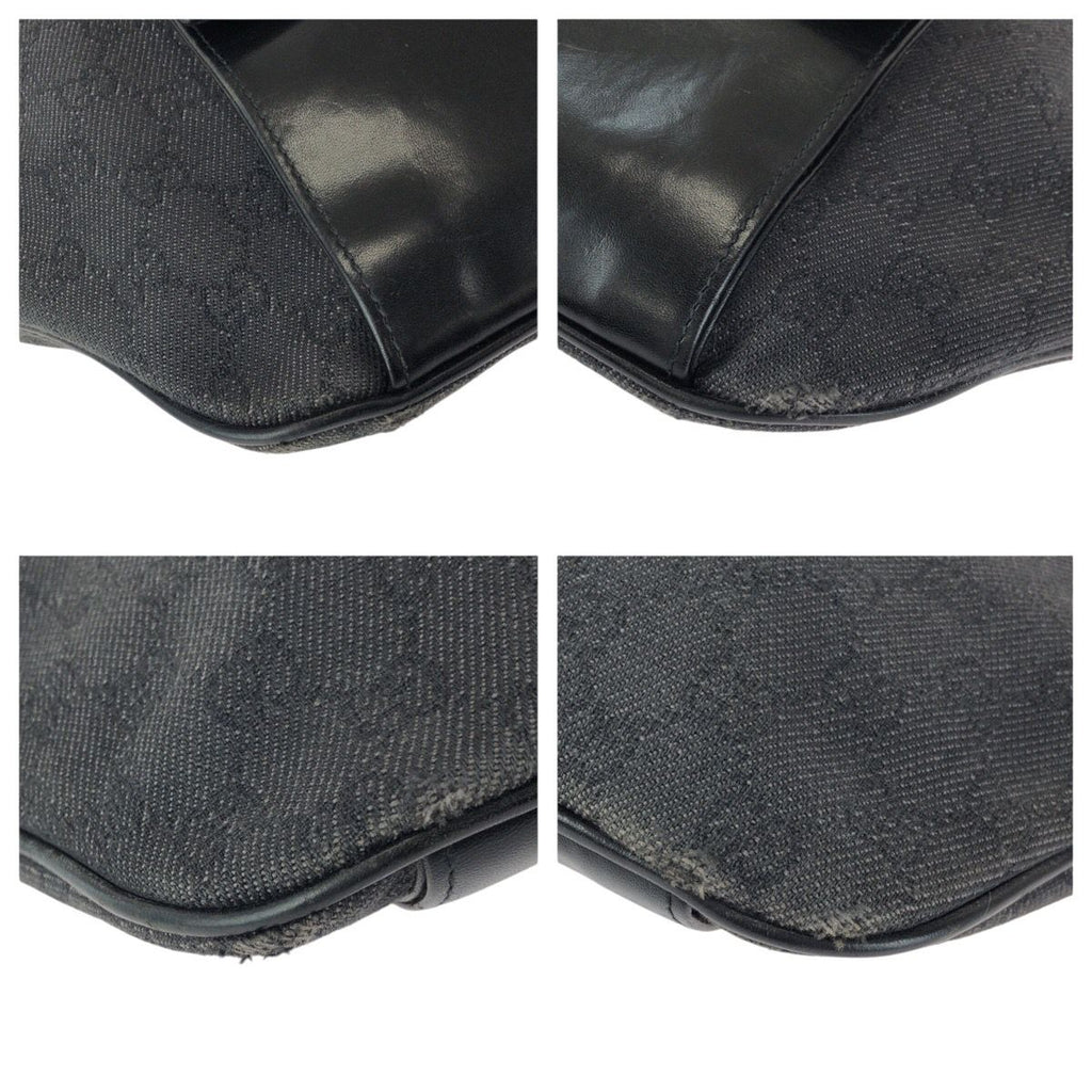 Gucci Black Silver GG Canvas Leather Belt Bag