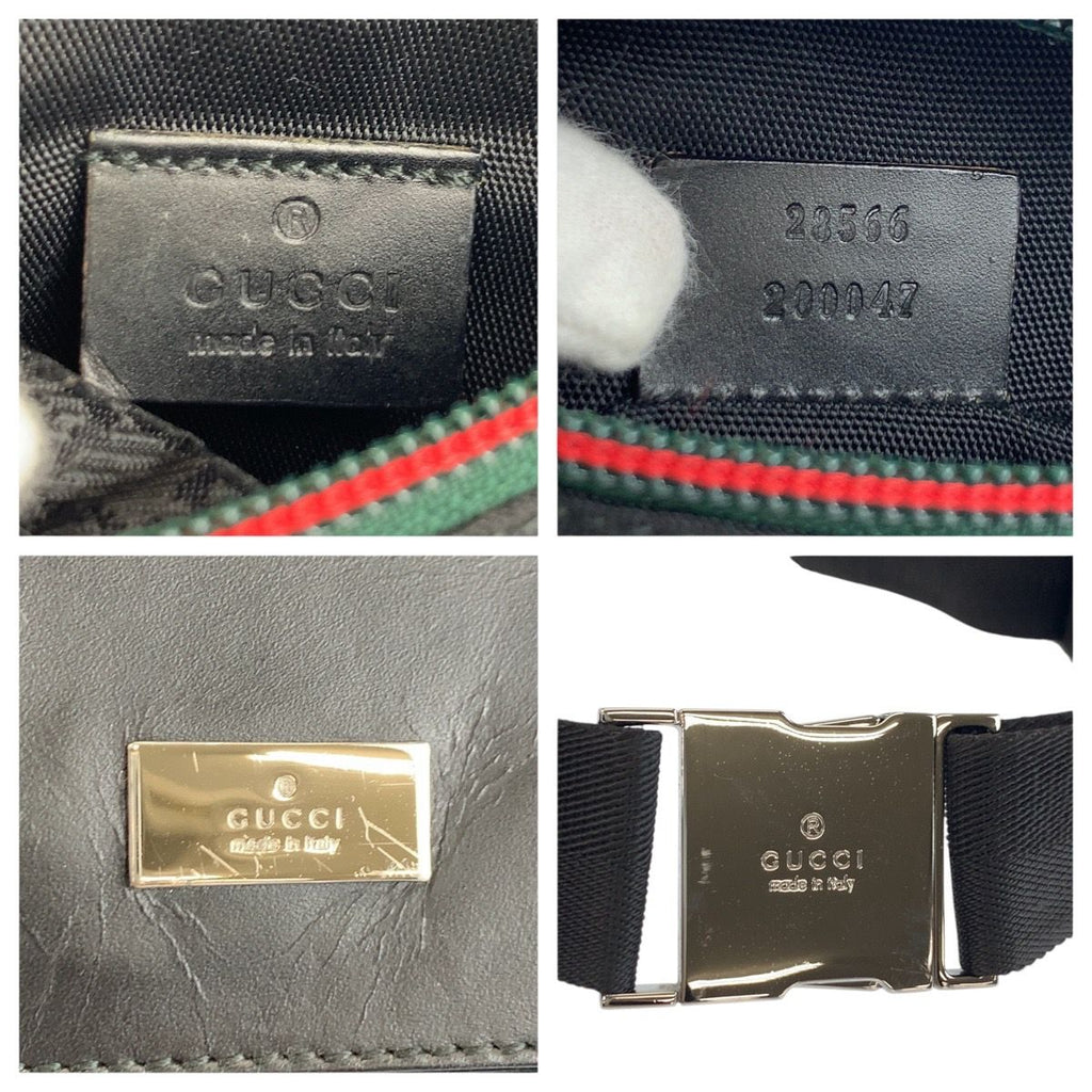 Gucci Sherry Line Black Nylon Leather Belt Bag