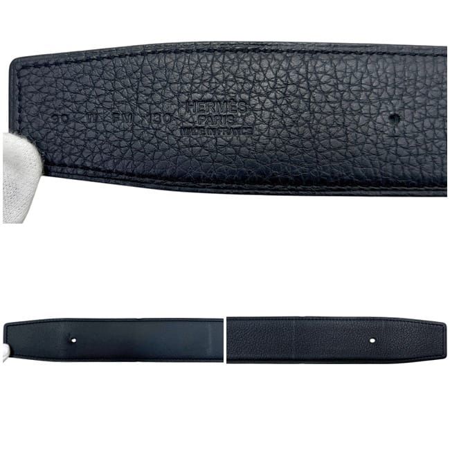 Hermes Belt Black Constance Reversible Waist 90 35 mm Zipper Pattern Leather
