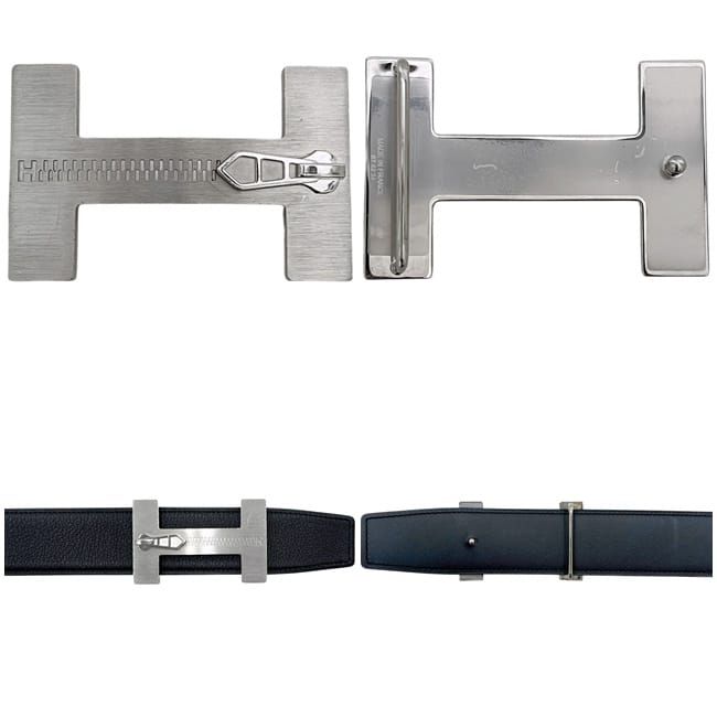 Hermes Belt Black Constance Reversible Waist 90 35 mm Zipper Pattern Leather