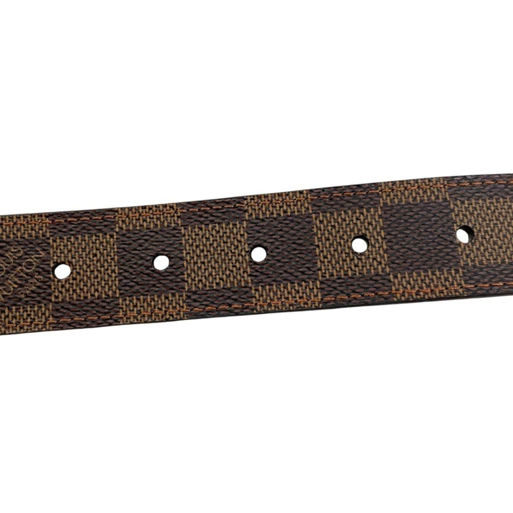 Louis Vuitton Belt Ceinture Carre Damier Ebene Logo Buckle Gold