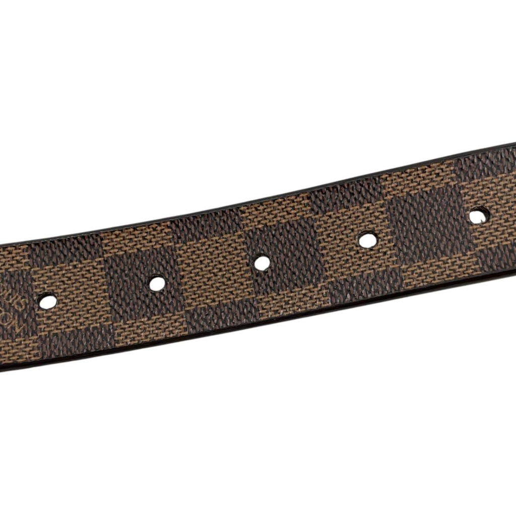 Louis Vuitton Belt Ceinture Carre Damier Ebene Logo Buckle Silver