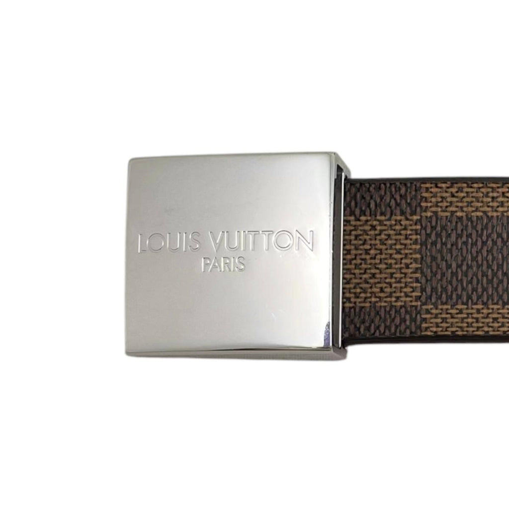 Louis Vuitton Belt Ceinture Carre Damier Ebene Logo Buckle Silver