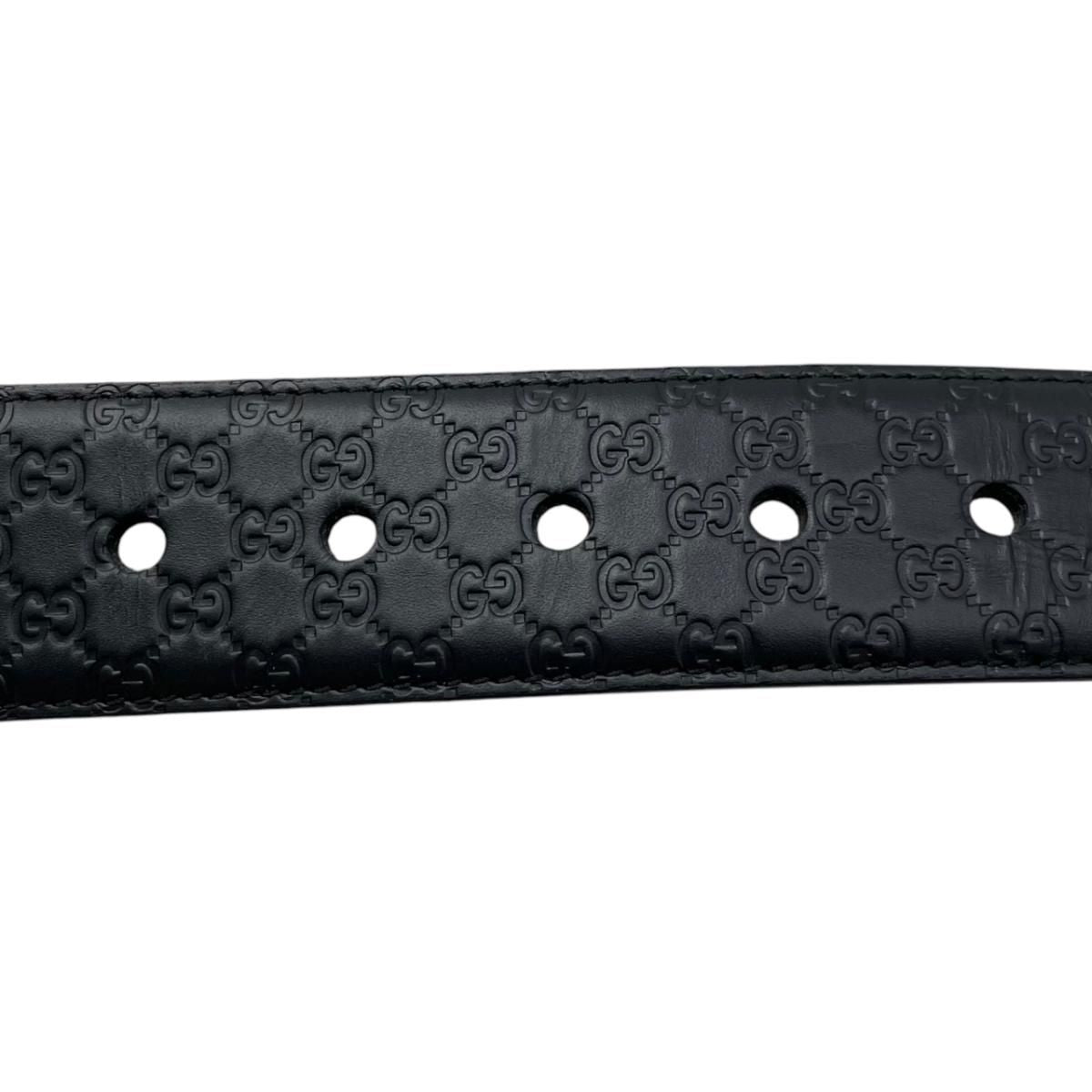 Gucci Belt Micro Guccissima Leather Logo Black Silver