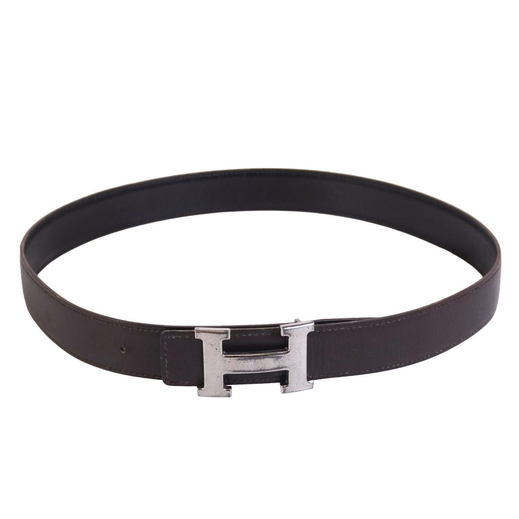 Hermes Belt Leather Constance Logo Silver