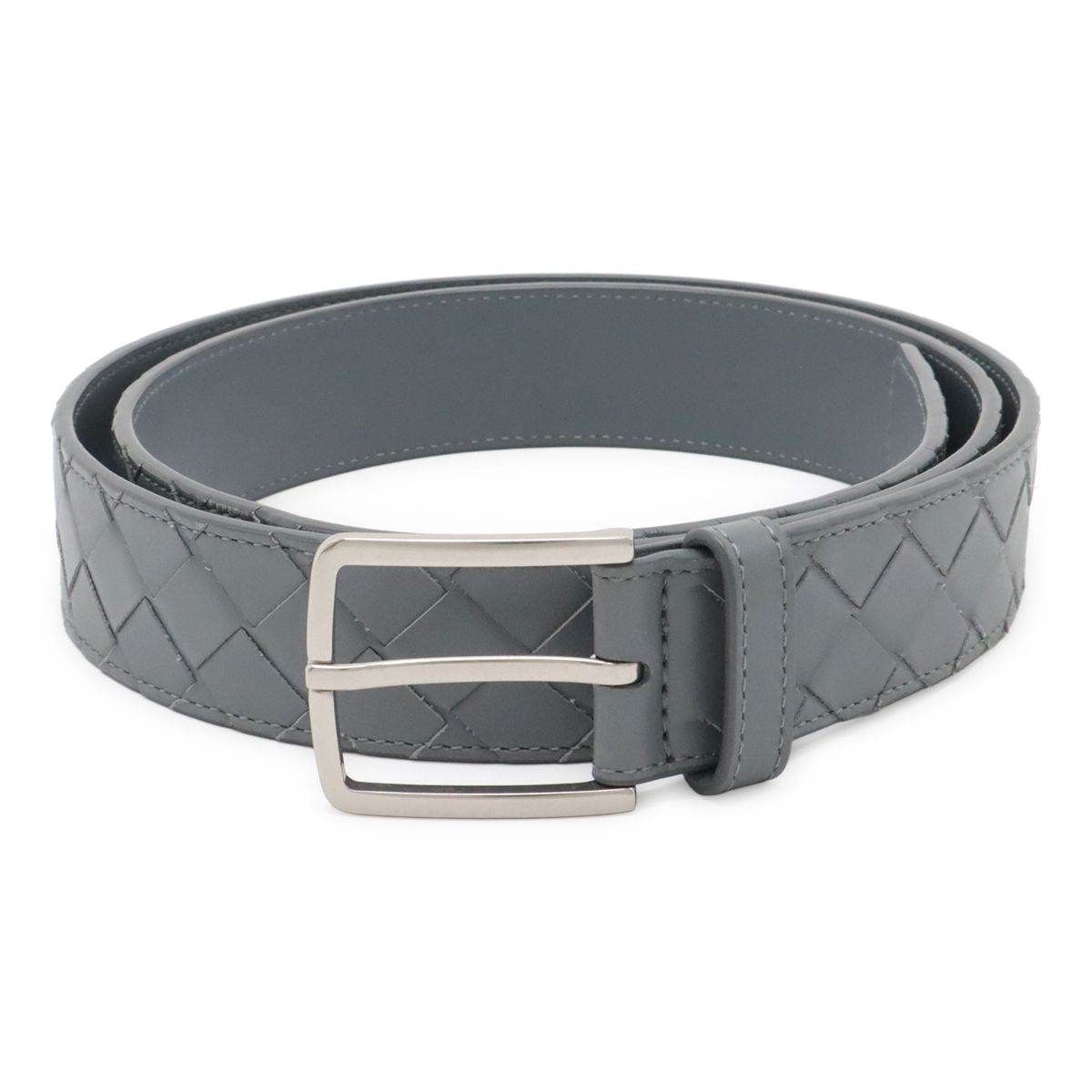 Bottega Veneta Intrecciato Belt Leather Gray