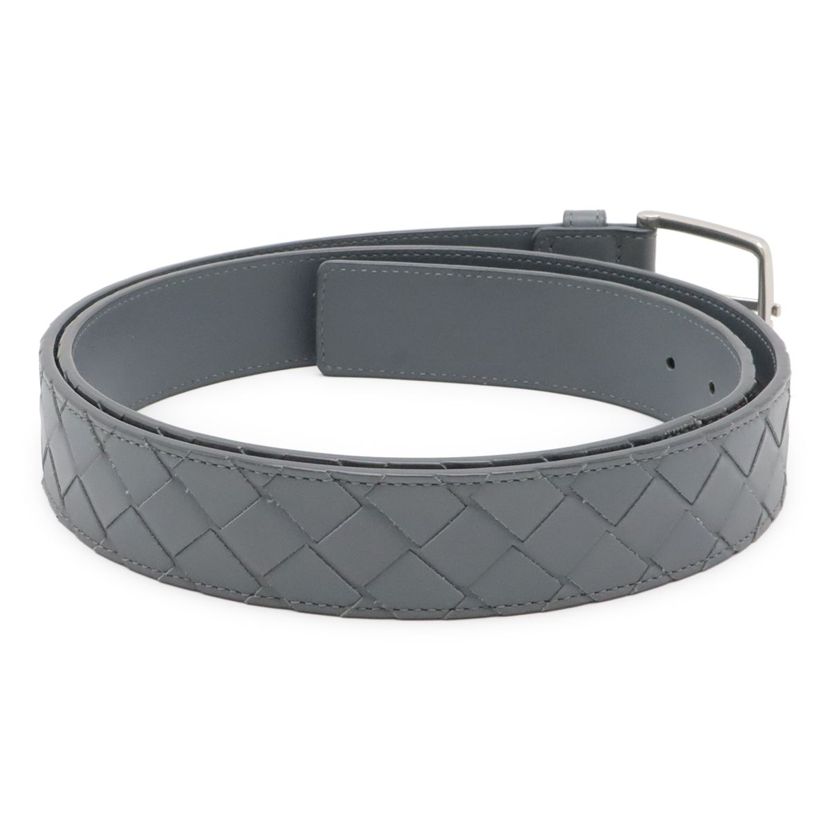Bottega Veneta Intrecciato Belt Leather Gray