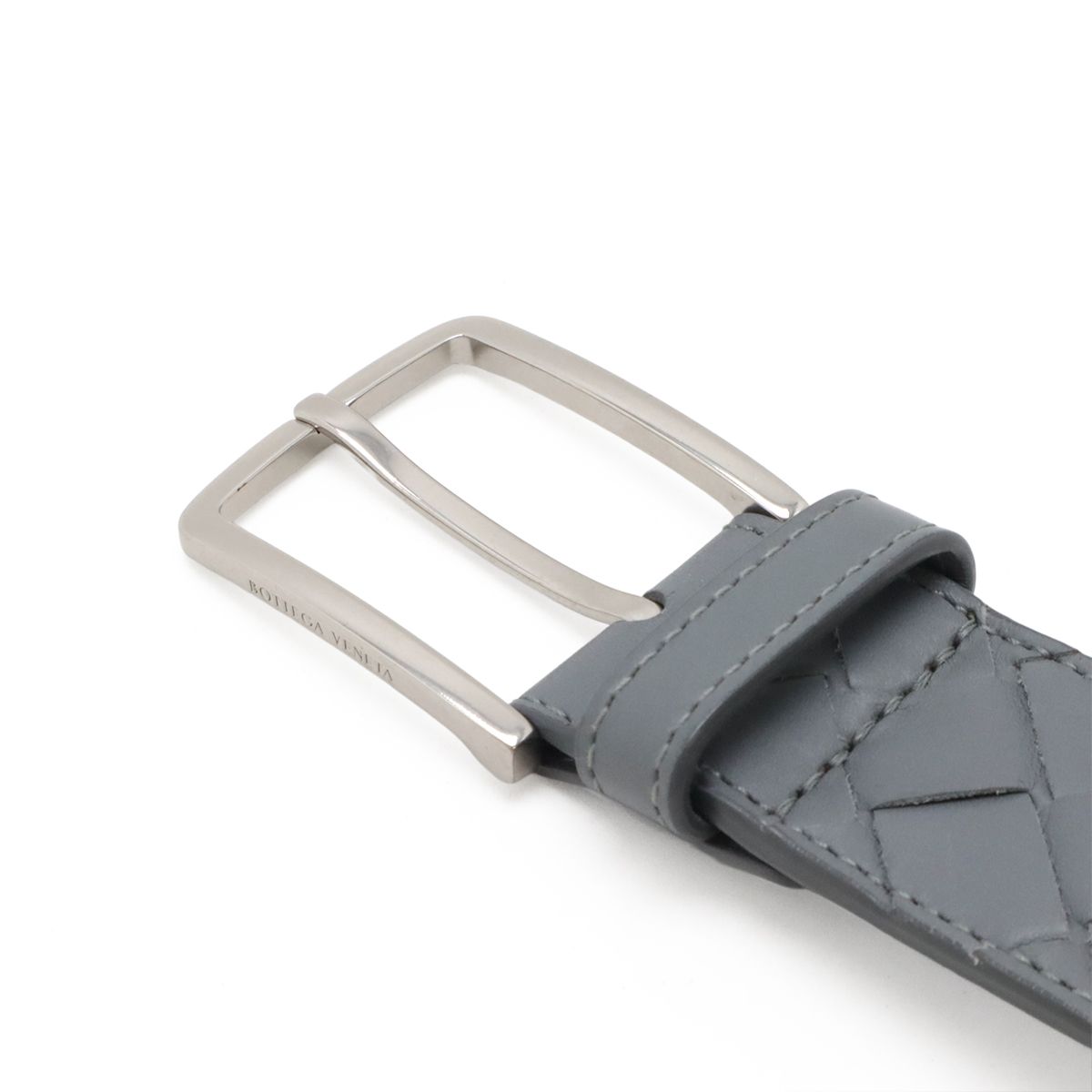 Bottega Veneta Intrecciato Belt Leather Gray
