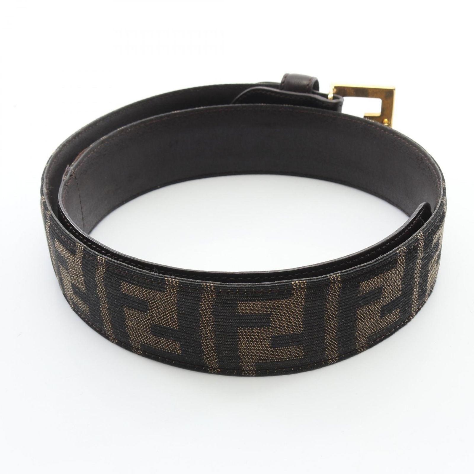 Fendi Belt Zucca Gold Canvas Leather