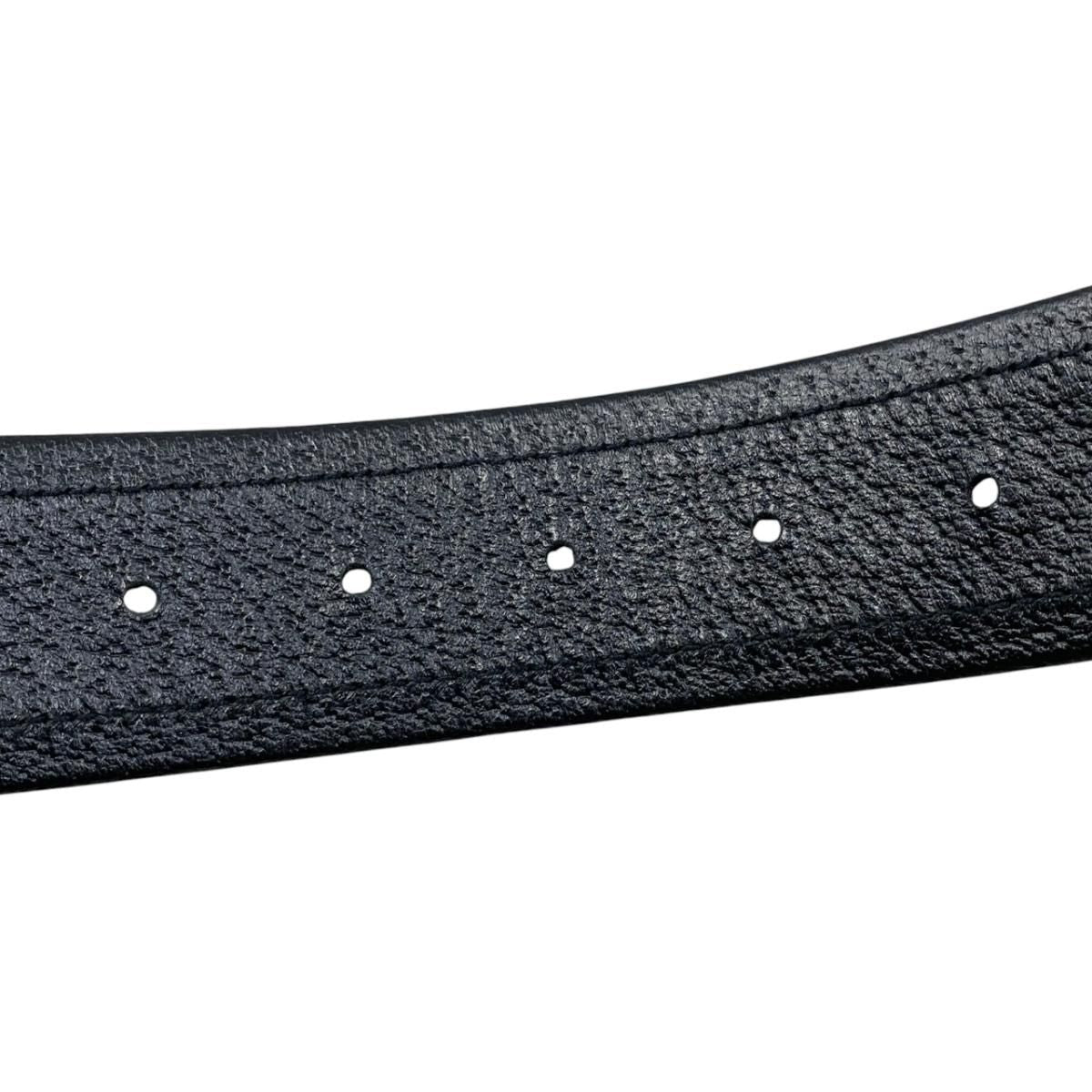 Gucci Belt Jumbo GG Nylon Leather Black Silver