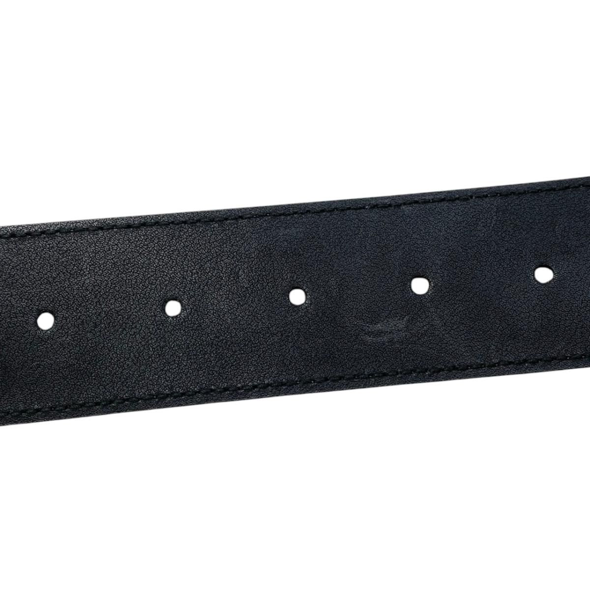 Gucci Belt GG Emblem Wide Leather Double Black Gold