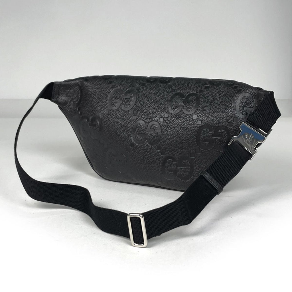 Gucci Jumbo GG Belt Bag Waist Pouch Pattern Leather Black