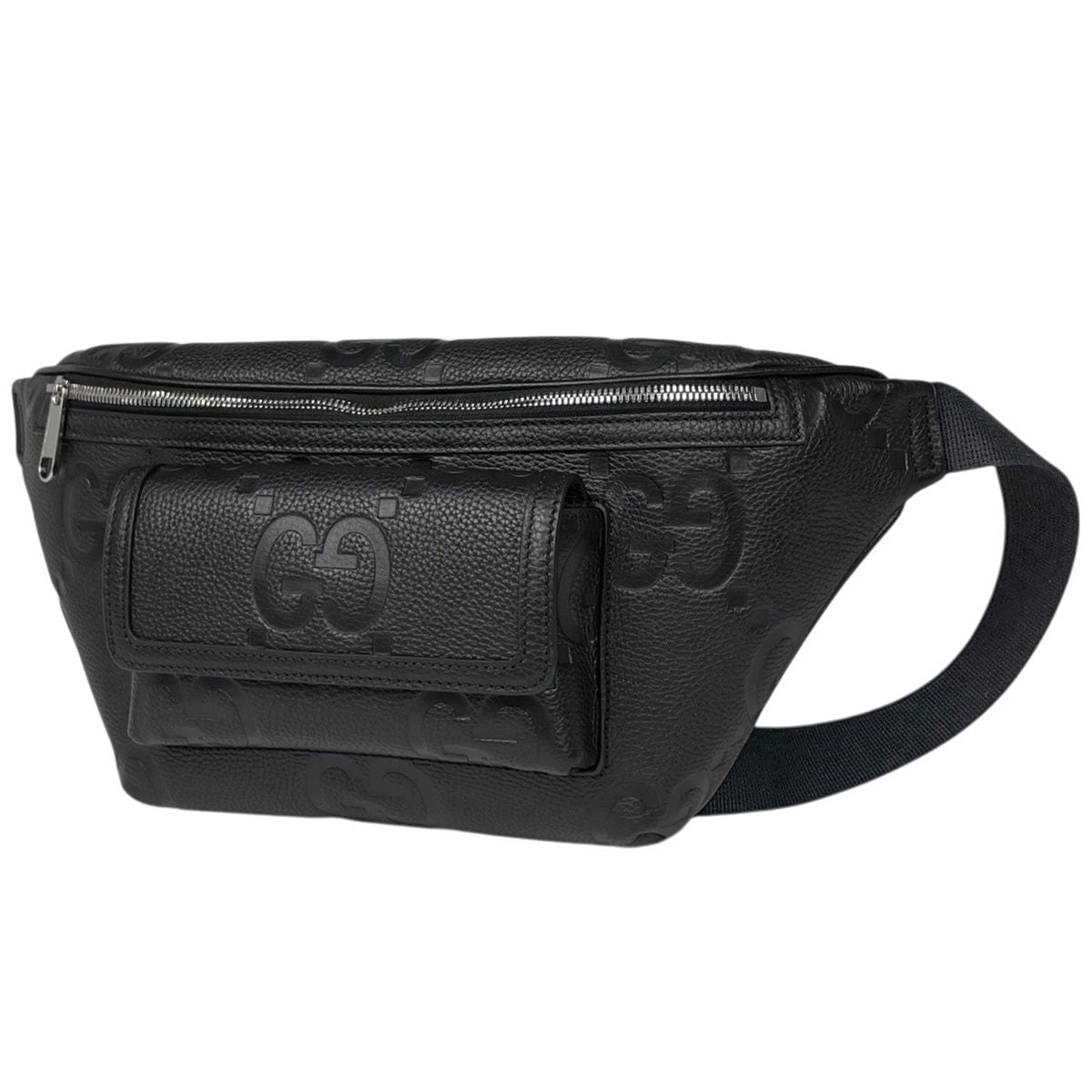 Gucci Jumbo GG Belt Bag Waist Pouch Pattern Leather Black