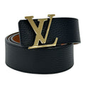 Louis Vuitton Belt Leather Ceinture Reversible Black Brown Gold 85 34 Logo Adult