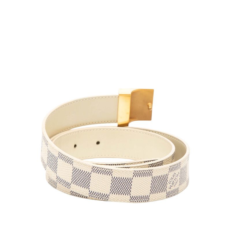Louis Vuitton Damier Azur Ceinture Carre Belt 85 34 White Leather
