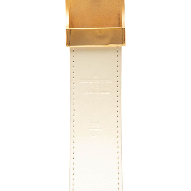 Louis Vuitton Damier Azur Ceinture Carre Belt 85 34 White Leather