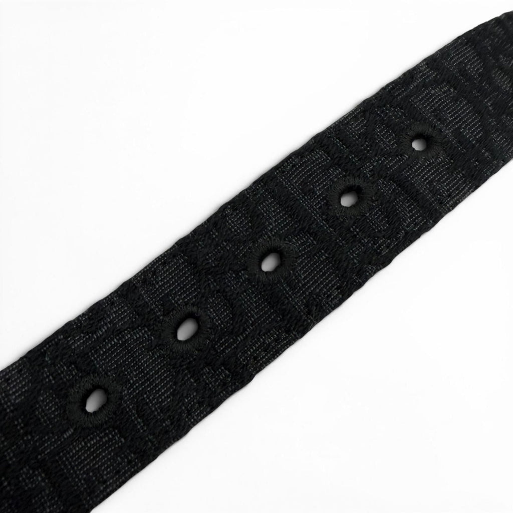 Dior Homme Canvas Leather Oblique Pin Buckle Belt Black Silver