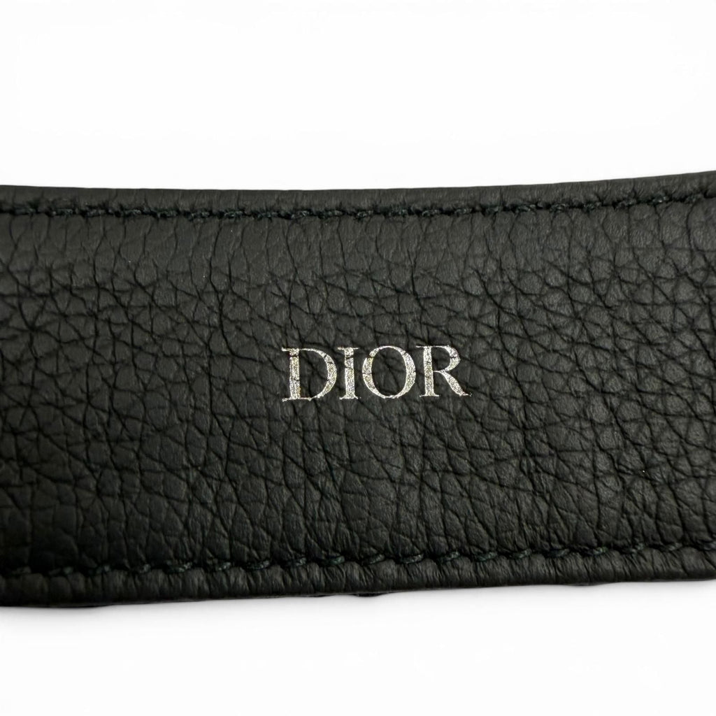 Dior Homme Canvas Leather Oblique Pin Buckle Belt Black Silver